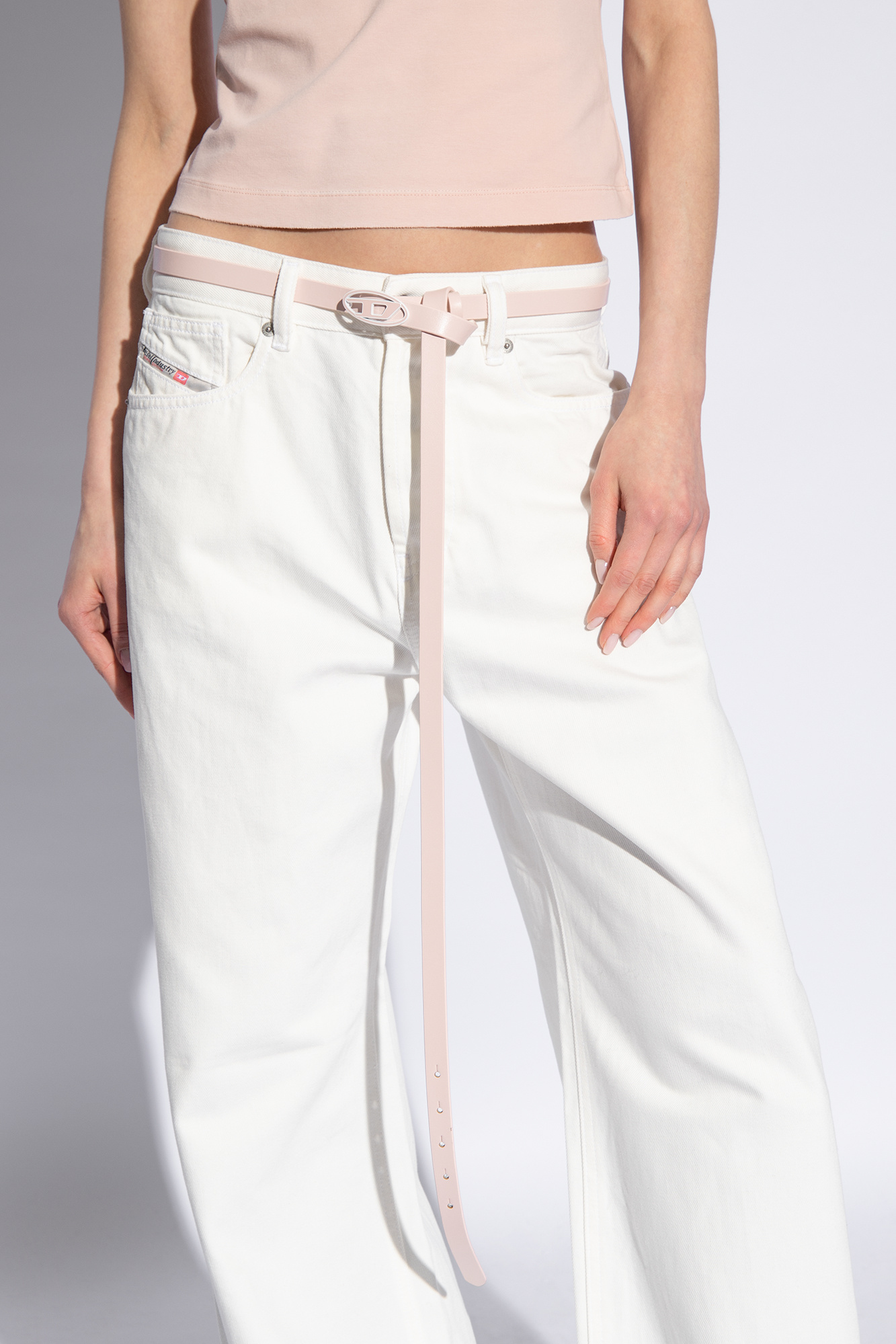 Pink 'OVAL D LOGO B-1DR' belt Diesel - SchaferandweinerShops